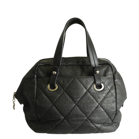 Chanel Timeless Bowler Black Quilted Canvas Satchel (208764)